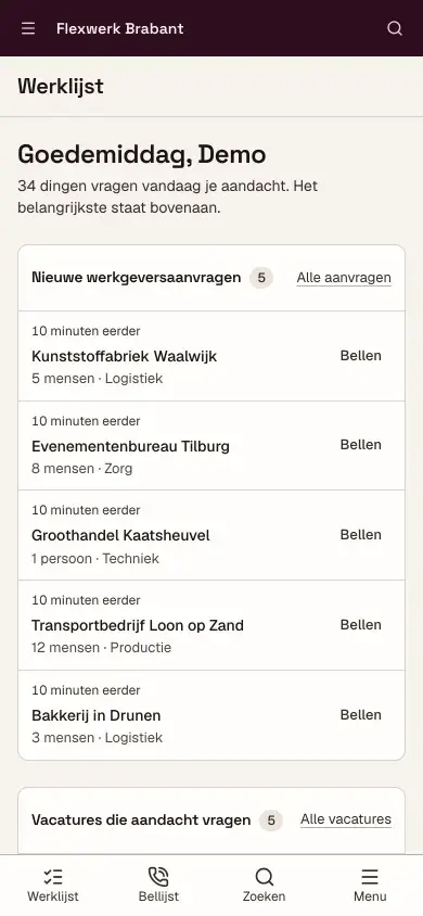 De werklijst op een telefoon