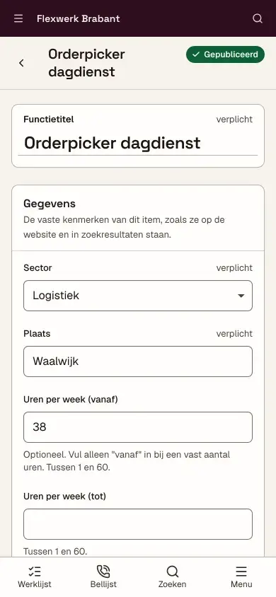Een vacature bewerken op een telefoon