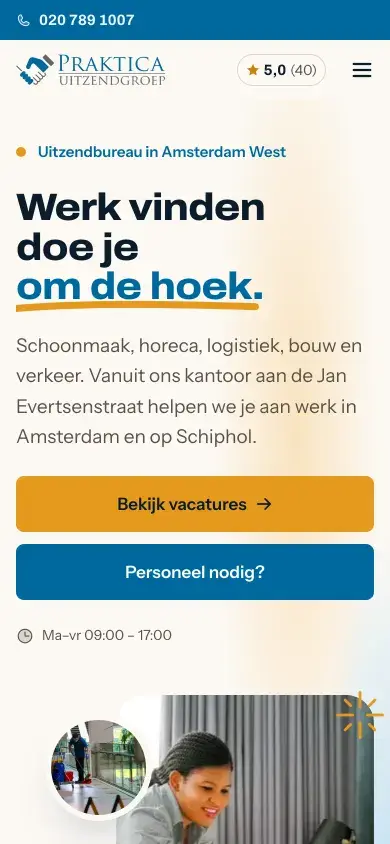 prakticauitzend.nl op een telefoon