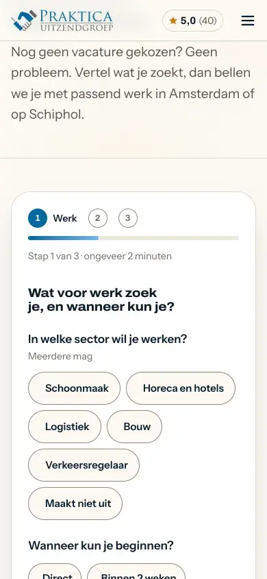 Het sollicitatieformulier op een telefoon