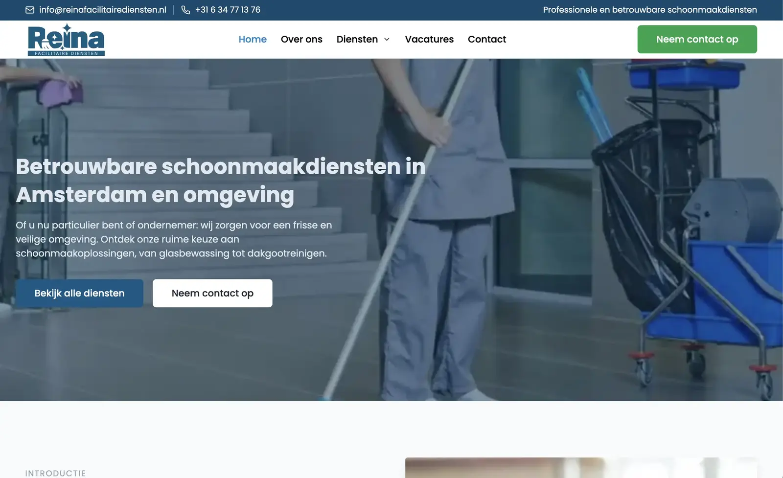 Website van Reina Facilitaire Diensten
