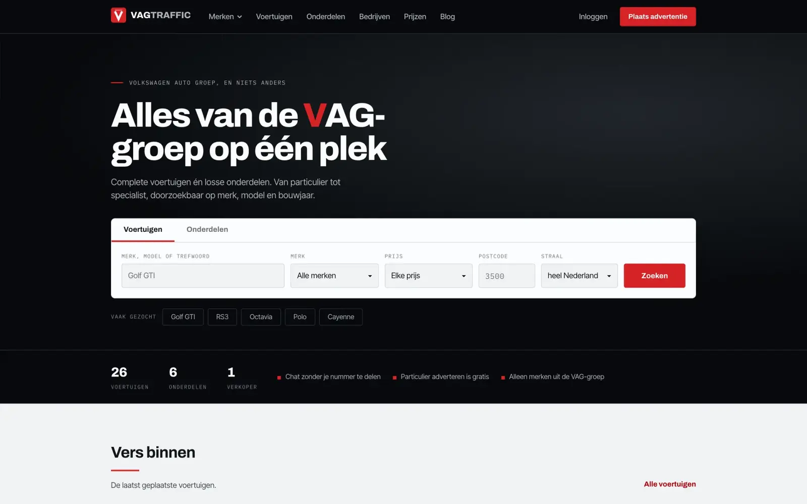 Website van VAG Traffic